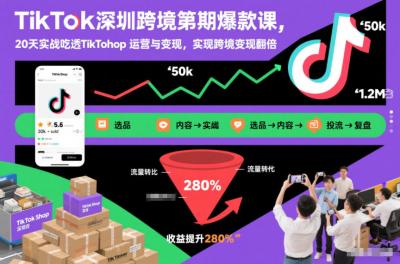 TikTok深圳跨境第2期爆款课,20天实战吃透TikTok Shop运营与变现,实现跨境变现翻倍