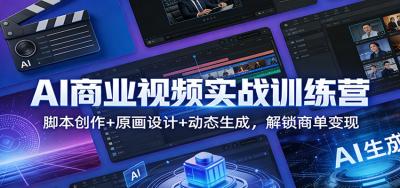 AI商业视频实战训练营：脚本创作+原画设计+动态生成，解锁商单变现