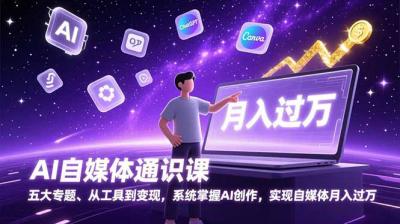 AI自媒体通识课,五大专题、从工具到变现,系统掌握AI创作,实现自媒体月入过万