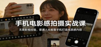 手机电影感拍摄实战课：无需影视经验，普通人也能靠手机打造高质感内容