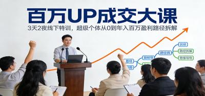 百万UP成交大课：3天2夜线下特训，超级个体从0到年入百万盈利路径拆解