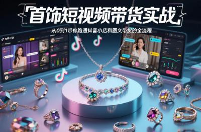 首饰短视频带货实战，从0到1带你跑通抖音小店和图文带货的全流程