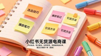 小红书无货源电商课，开店选品、笔记搬运、运营变现，零基础快速出单，稳定日销数十单(更新
