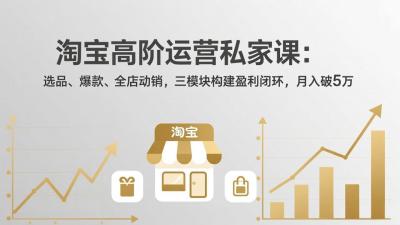 淘宝高阶运营私家课:选品、爆款、全店动销,三模块构建盈利闭环,月入破5万(更新26年2月