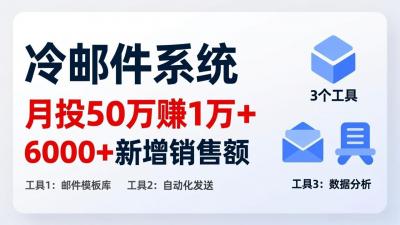 月投 50 刀赚 1 万 +!冷邮件系统:6000 + 新增销售额,靠 3 个工具轻松搞