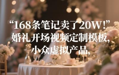 168条笔记卖了20W！婚礼开场视频定制模板，小众虚拟产品