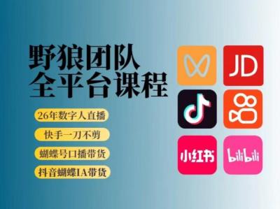 野狼团队2026新版全平台短视频带货教学，打开流量突破口，开始Ai带货(更新26年3月)