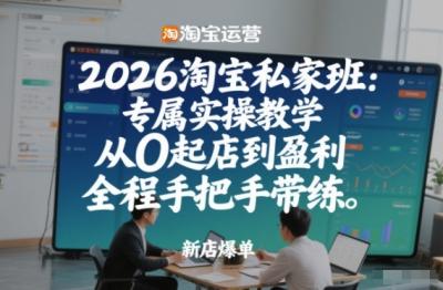 2026淘宝私家班：专属实操教学，从0起店到盈利，全程手把手带练(更新26年3月)