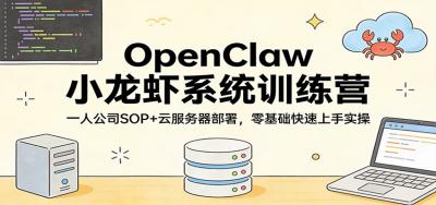 OpenClaw小龙虾系统训练营：一人公司SOP，云服务器部署，零基础快速上手实操