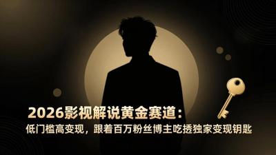 2026影视解说黄金赛道：低门槛高变现，跟着百万粉丝博主吃透独家变现钥匙