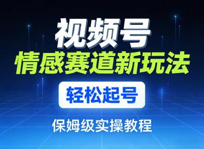 视频号情感赛道新玩法，轻松起号，保姆级实操教程