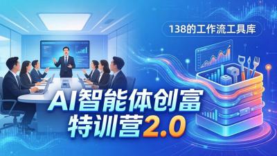 AI智能体创富训练营2.0：3天闭门直播+视频课+工具库，从0到1搭建智能体附138个工作流