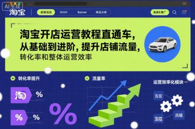 淘宝开店运营教程直通车，从基础到进阶，提升店铺流量，转化率和整体运营效率(更新26年3月24日)