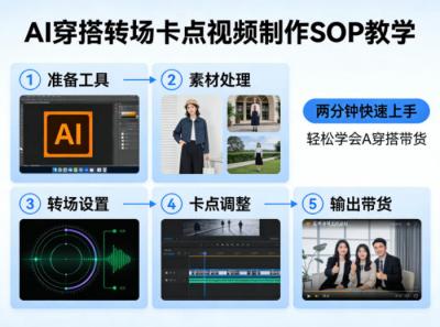 AI穿搭转场卡点视频制作SOP教学,两分钟快速上手,轻松学会AI穿搭带货