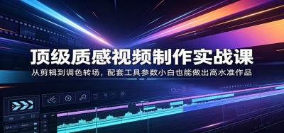 顶级质感视频制作实战课:从剪辑到调色转场,配套工具参数小白也能做出高水准作品