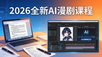 2026全新AI漫剧课程:覆盖创作全链路,教你写作分镜剪辑配音一站式打造漫剧作品