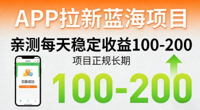 APP拉新蓝海项目,亲测每天稳定收益100-200,项目正规长期