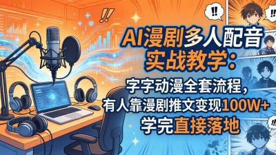 AI漫剧多人配音实战教学:字字动漫全套流程,有人靠漫剧推文变现100W+,学完直接落地