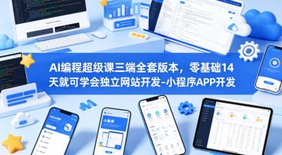 AI编程超级课三端全套版本,零基础14天就可学会独立网站开发-小程序APP开发