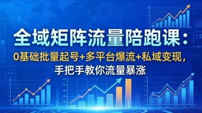 全域矩阵流量陪跑课：0基础批量起号+多平台爆流+私域变现，手把手教你流量暴涨