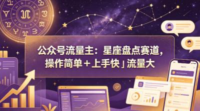 公众号流量主:星座盘点赛道,操作简单+上手快+流量大