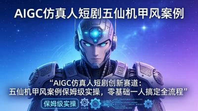 AIGC仿真人短剧创新赛道：五仙机甲风案例保姆级实操，零基础一人搞定全流程