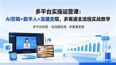 某团队多平台实操运营课-更新26年4月20:AI剪辑+数字人+直播变现,多赛道全流程实战教学
