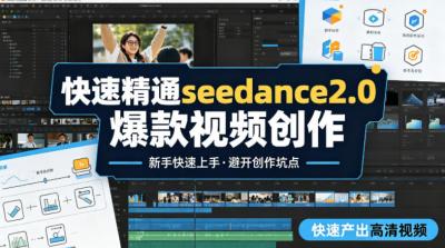 快速精通seedance2.0爆款视频创作,快速产出高清视频,避开大量创作坑点,新手也能快速上手