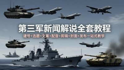 第三军迷新闻解说全套教程:建号+选题+文案+配音+剪辑+封面+发布一站式教学