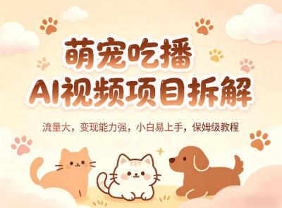 萌宠吃播AI视频项目拆解,流量大,变现能力强,小白易上手,保姆级教程