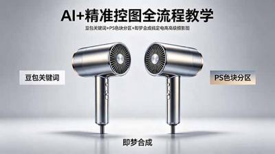 AI+精准控图全流程教学 豆包关键词+PS色块分区+即梦合成搞定电商高级摄影图