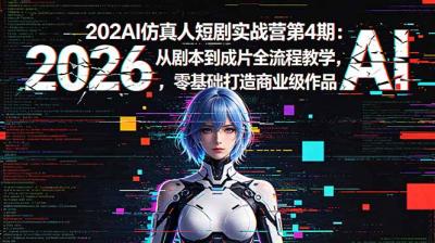 2026AI仿真人短剧实战营第4期：从剧本到成片全流程教学，零基础打造商业级作品