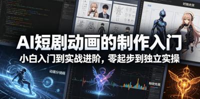AI短剧动画的制作入门,小白入门到实战进阶,零起步到独立实操