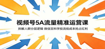 视频号5A流量精准运营课:拆解人群分层逻辑,微信豆科学投流低成本抢占红利
