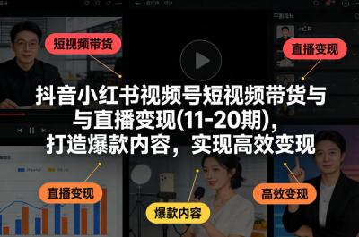 抖音小红书视频号短视频带货与直播变现(10-21期),打造爆款内容,实现高效变现(更新05月08日)