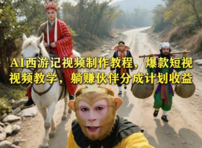 AI西游记视频制作教程，爆款短视频教学，躺賺伙伴分成计划收益