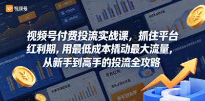 视频号付费投流实战课,抓住平台红利期,用最低成本撬动最大流量,从新手到高手的投流全攻略