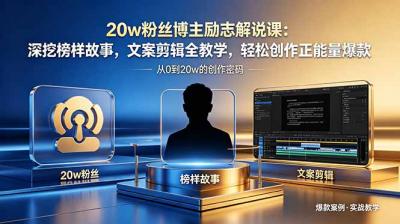 20w粉丝博主励志解说课:深挖榜样故事,文案剪辑全教学,轻松创作正能量爆款