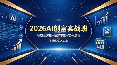 2026AI创富实战班,AI商业思维+快速变现+实体增收,零基础抓住AI红利