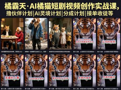 橘霸天·AI橘猫短剧视频创作实战课,撸伙伴计划|AI灵境计划|分成计划|接单收徒等
