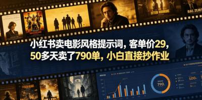 小红书卖电影风格提示词,客单价29,50多天卖了790单,小白直接抄作业!