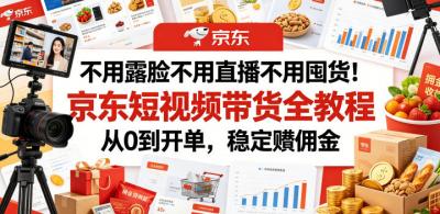 不用露脸不用直播不用囤货!京东短视频带货全教程,从0到开单,稳定賺佣金