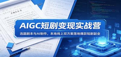AIGC短剧变现实战营:选题剧本与AI制作,本地线上双方案落地爆款短剧副业