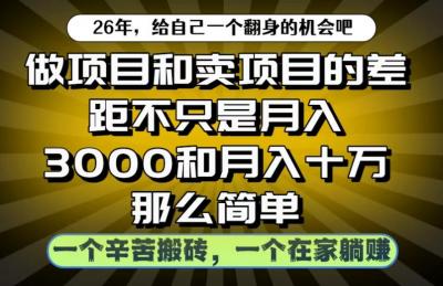 做项目和卖项目不只是月入3K和10W那么简单,一个努力搬砖,一个在家躺賺【揭秘】