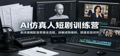 AI仿真人短剧训练营:剧本建模配音剪辑全流程,拆解成熟案例,搭建变现闭环