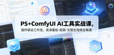PS+ComfyUI AI工具实战课,插件联动工作流,高清重绘-抠图-生图生视频全精通