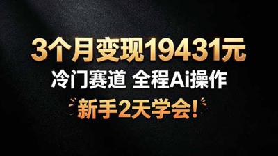 3个月变现19431元,冷门赛道 全程Ai操作,新手2天学会!