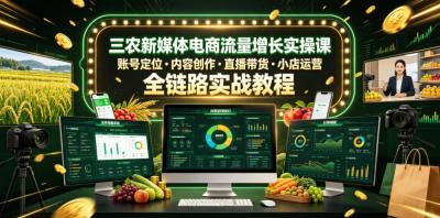 三农新媒体电商流量增长实操课,账号定位・内容创作・直播带货・小店运营,全链路实战教程