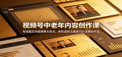 视频号中老年内容创作课:专攻图文与视频两大形式,依托选材文案技巧打造爆款作品