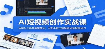 AI短视频创作实战课:活用AI工具与剪辑技巧,手把手教口播短剧创意视频创作